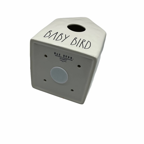 Rae Dunn Baby Bird Ceramic Birdhouse Pink Checkered Ribbon - Picture 8 of 8